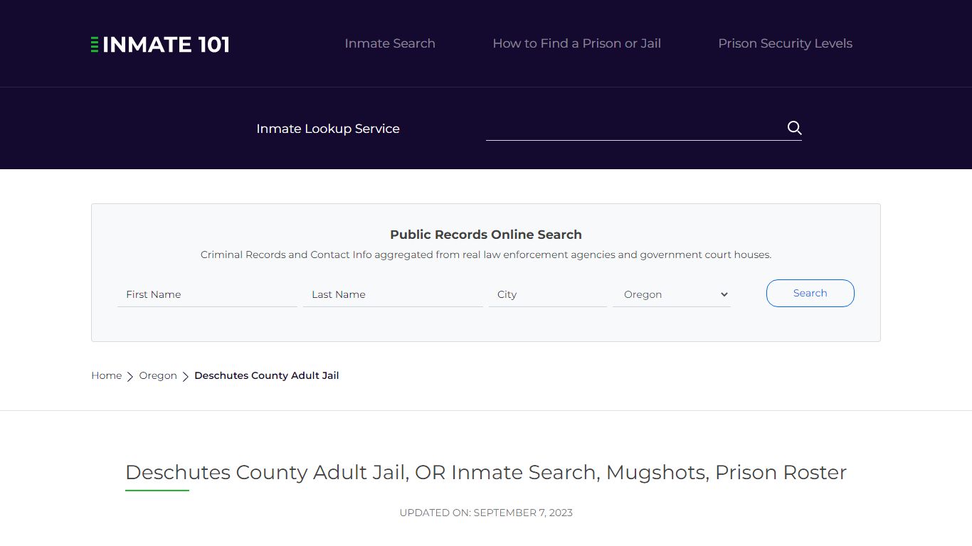 Deschutes County Adult Jail, OR Inmate Search, Mugshots, Prison Roster